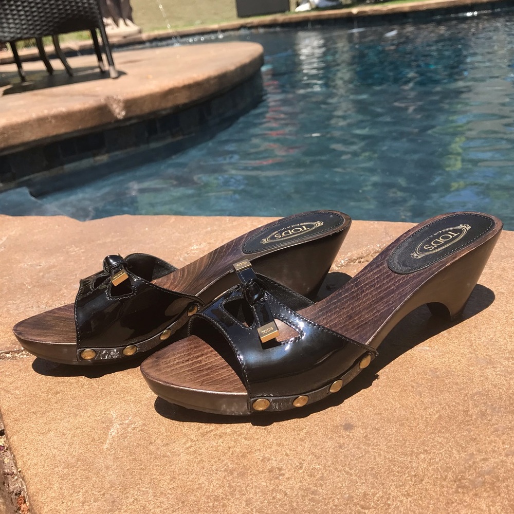 Tod’s Bow Accented wood slide Sandels - Picture 1 of 8
